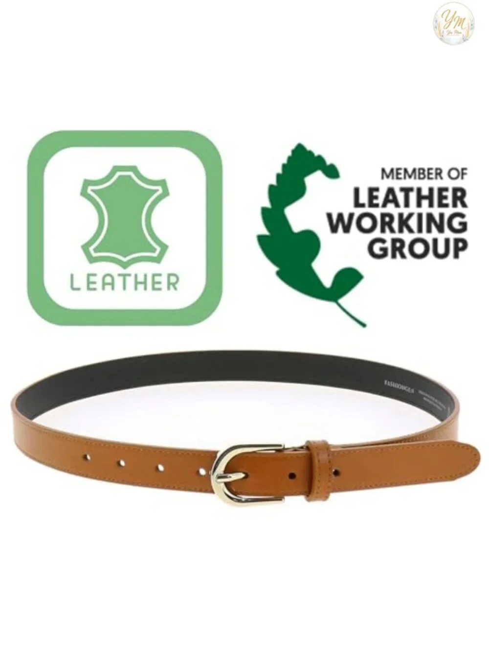 Women's Italian Leather Belt with Brass Buckle - 1 inch Wide